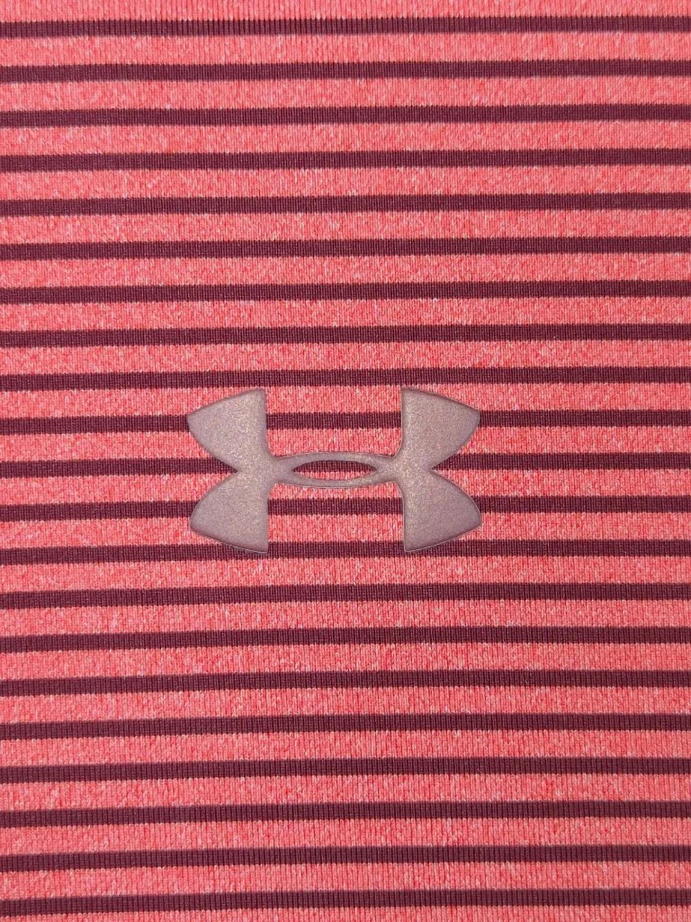 Under Armour Mens Loose Fit HeatGear Polo XL Red Striped Moisture Wicking